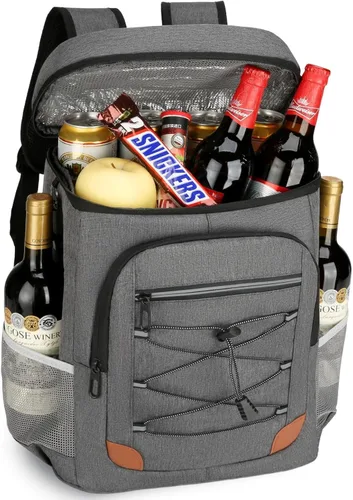 Vista 13 de Backpack Cooler Insulated Leakproof, Soft Cooler Backpack for Beach Beige - Negro - Marrón-01