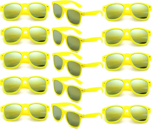 Vista 18 de Gafas de sol clásicas para hombre, paquete de 15 unidades, espejo colorido Negro Espejo
