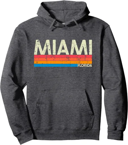 Vista 4 de Sudadera con capucha vintage estilo retro de Miami Florida, Negro, S