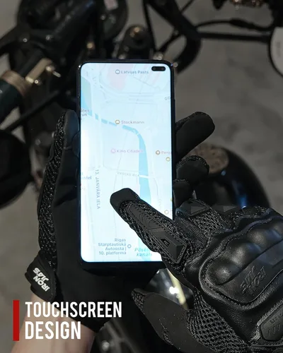 Vista 5 de IRON JIA'S Guantes de motocicleta para hombre y mujer – Guantes de carreras para moto Powersports con pantalla táctil de nudillos duros (negro S)