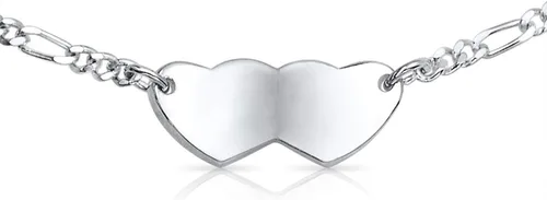 Vista 4 de Pulsera de identificación médica grabable con forma de corazón ovalada o doble en blanco, para adolescentes, para él o ella, hijo e hija, plata
