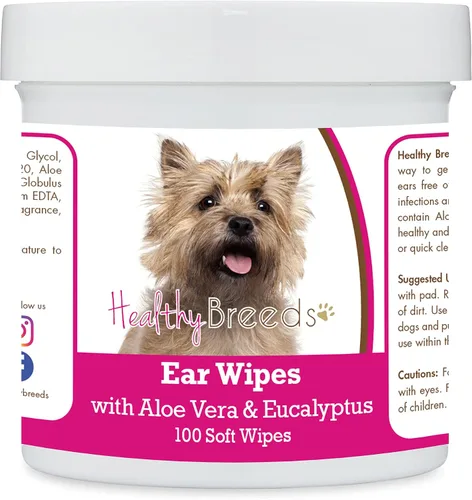 Vista 179 de Healthy Breeds Affenpinscher Toallitas de limpieza de oídos con aloe y eucalipto para perros, 100