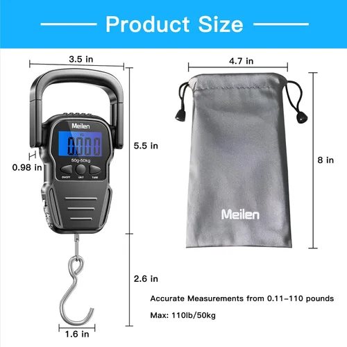 Vista 5 de Báscula de equipaje, báscula de equipaje de 110 libras / 50kg con pantalla Mango negro-001