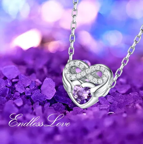 Vista 3 de Forever Queen - Abalorio de piedra de nacimiento para pulsera de abalorios de plata de ley 925 con corazón de amor infinito abalorios de feliz