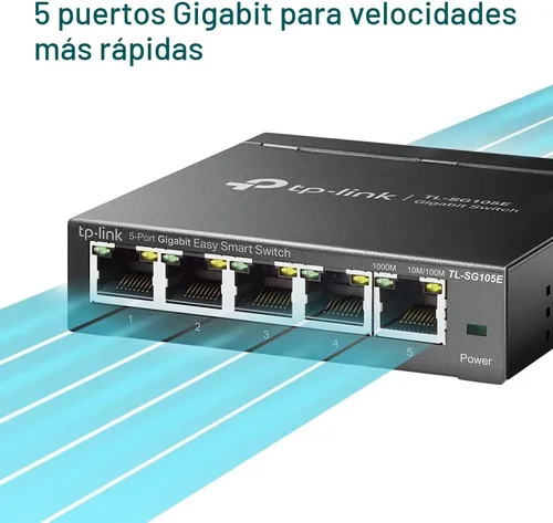 Vista 3 de TP-Link Switch Inteligente Fácil Ethernet Gigabit de 5 Puertos Plug and Play Escritorio Metal Resistente con Puertos Blindados Reemplazo