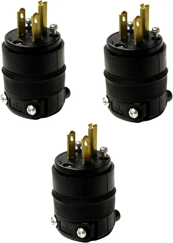 Vista 5 de Leviton 515PR Enchufe a tierra, con soporte de hule, para 3 cables, con 2 polos de palas rectas, color negro., negro, 515PR