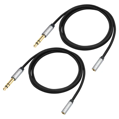 Vista 12 de Conector estéreo TRS macho chapado en oro de 0.250 in 1/4 pulgadas a 2 RCA Phono macho Audio Y Splitter Cable, conector de cable (4.9 ft)