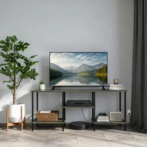 Vista 7 de Soporte de TV de 50 pulgadas para dormitorio, soportes de TV gris