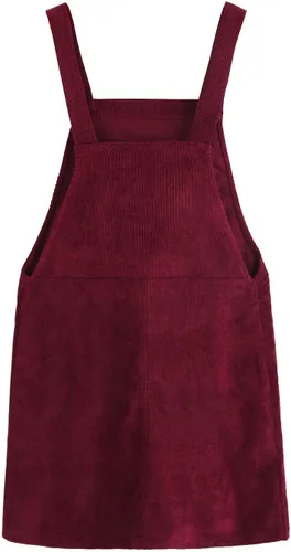 Vista 5 de Vestido de pana con tirantes ajustables y puños para mujer