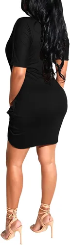 Vista 3 de Ophestin - Mini vestido corto de manga corta para mujer
