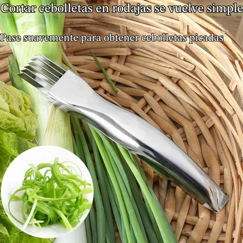 Vista 4 de PCTC Cuchillo de Acero Inoxidable para Cebolla Verde Picada, Utensilio de Cocina para Cortar Verduras y Cebolla, Cuchillo Afilado para Cortar
