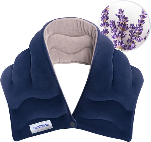 Vista 10 de Almohadilla térmica para el cuello apta para microondas para aliviar el dolor, compresa caliente húmeda, calentador de cuello para microondas