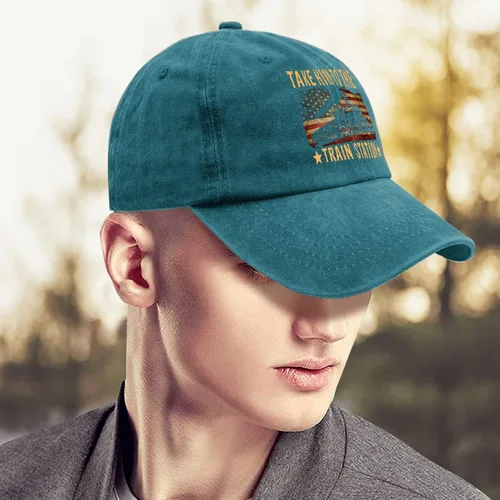 Vista 4 de Dad Hats Take Him to The Train Station Dad Hats, Vintage Hat for Men