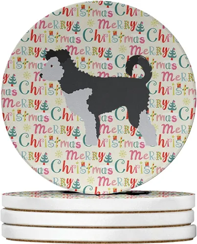 Vista 34 de AIDI Atlas Mountain Dog Merry Christmas - Posavasos grandes de piedra arenisca, paquete de 4