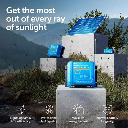 Vista 2 de Victron Energy BlueSolar MPPT Controlador de carga solar - Controladores de carga para paneles solares - 100V, 15 amperios, 12/24 voltios