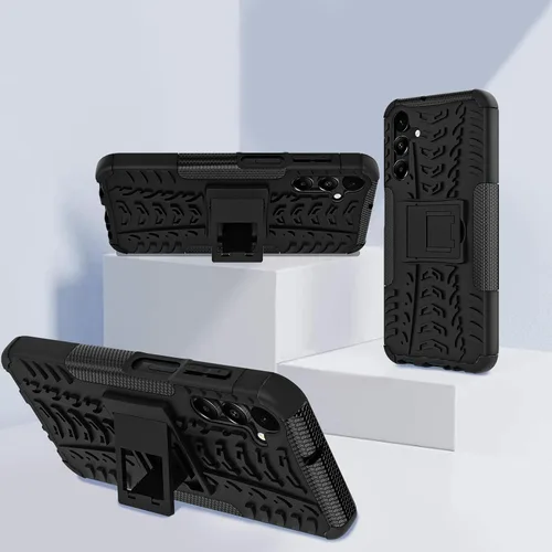 Vista 8 de para Samsung Galaxy A15 5G Funda con protector de pantalla de 2 paquetes, grado militar a prueba de golpes, cubierta acolchada resistente con Negro