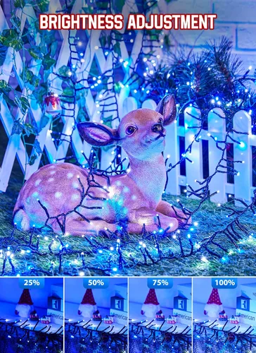 Vista 3 de Minetom Luces LED para árbol de Navidad de 50 pies, 1000 luces LED para exteriores, cuerda de petardos para exteriores, 12 modos, temporizador