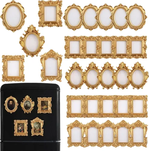 Vista 9 de 20 piezas mini marco magnético dorado para refrigerador marco