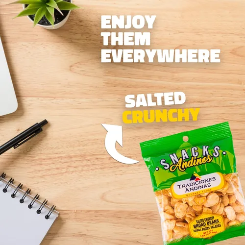 Vista 5 de Tradiciones Andinas Habas Snacks Crujientes Salados 4.59 oz - Habas Snacks Crujientes y Salados, Productos Peruanos, Habas Crujientes y Saladitos