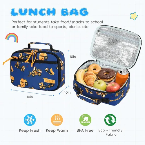 Vista 58 de CAMTOP - Conjunto de mochila y lonchera con estampados divertidos para niños de preescolar y primaria), Y0058-2