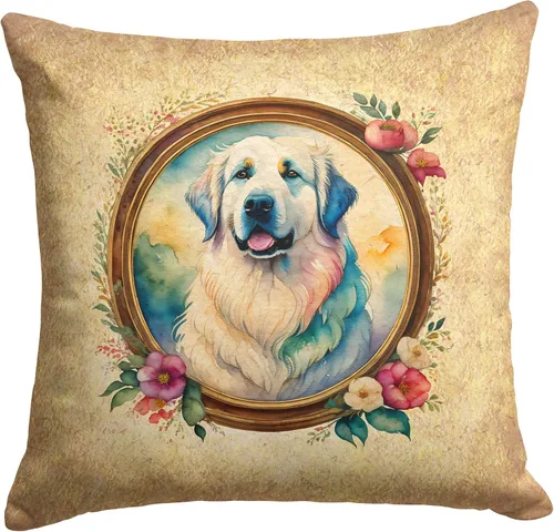 Vista 242 de Caroline's Treasures DAC2072PW1414 Affenpinscher and Flowers - Almohada decorativa de tela, lavable a máquina, para interiores y exteriores