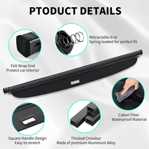 Vista 2 de Tecoom Cubierta de carga para accesorios Toyota 4Runner 2010-2024, cubierta trasera retráctil para maletero de equipaje, pantalla de privacidad