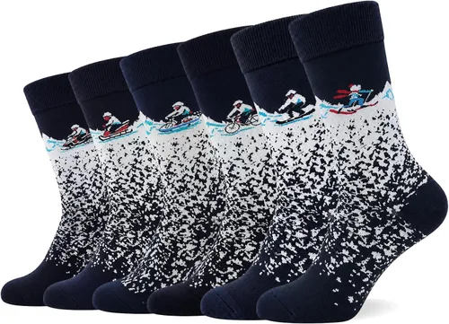 Vista 17 de WeciBor - 12 pares de calcetines de algodón peinado para hombre con diseños divertidos y locos, tamaño 7-10/10-13/13-15 Negro/Azul/Verde/Multicolor