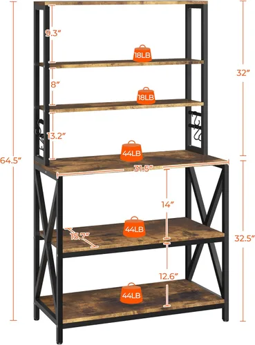 Vista 2 de Yaheetech - Estantería de cocina de 6 niveles, mesa de café de 31.5 pulgadas, gabinete para microondas de estilo granja para espacios pequeños