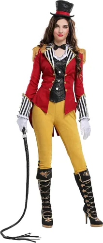 Vista 2 de Women's Ravishing Ringmaster Costume, Adult Deluxe Circus Outfit for Women, Ringleader and Lion Tamer Halloween Costume