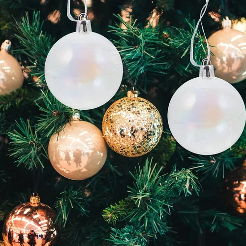 Vista 3 de Toddmomy 12 adornos de bolas de Navidad transparentes inastillables, bolas de Navidad iridiscentes, bolas de árbol de Navidad para fiestas