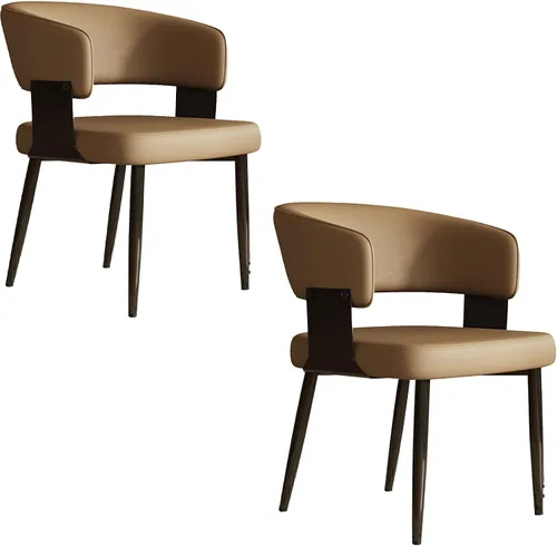 Vista 12 de Juego de 4 sillas de cocina, con patas de acero al carbono y cojín de piel sintética, sillas de comedor modernas Hogar, cocina, oficina, reuniones
