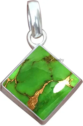 Vista 29 de Colgante de plata de ley 925 maciza para hombres y mujeres, auténtico ónix negro plano, cuadrado, colgante único hecho a mano para ella y él