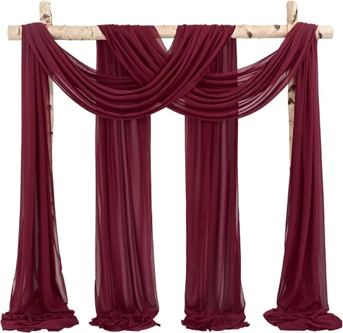 Vista 25 de Tela para Cubrir Arco de Boda, 4 Paneles 71 cm x 6,1 m Telas para Arco de Boda Azul Bebé para Ceremonia, Telas de Gasa para Decoración de Arco