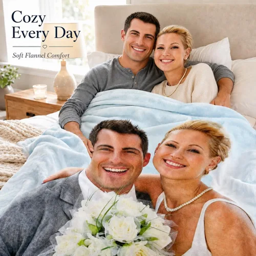 Vista 2 de DayOfShe envía al día siguiente, mantas personalizadas con fotos para regalos de novia, mantas personalizadas para esposa con imagen, manta