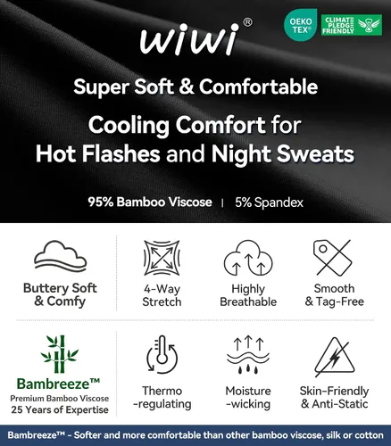 Vista 6 de WiWi Conjunto de pijama de viscosa de bambú para hombre, ropa de dormir de manga larga, ropa de dormir de punto, 2 piezas, conjuntos de ropa