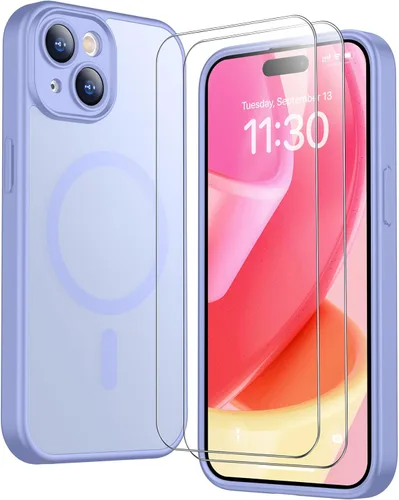 Vista 150 de SPIDERCASE Funda magnética translúcida diseñada para iPhone 11, con 2 protectores de pantalla de vidrio templado, antihuellas, para iPhone 11 de 6.1