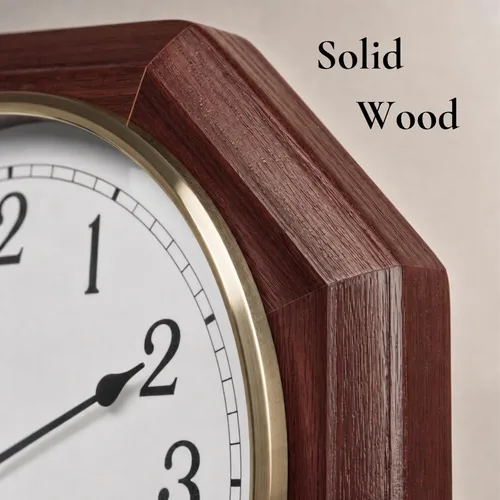 Vista 4 de Reloj de pared de péndulo, reloj regulador de madera real, silencioso Madera oscura