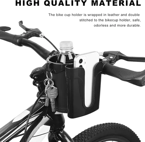 Vista 3 de Portavasos para bicicleta, soporte para botellas de agua para manillar de bicicleta con soporte para llaves de teléfono celular, jaula universal