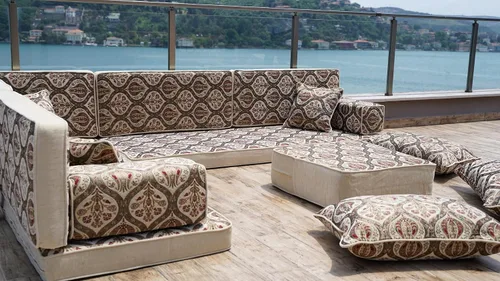 Vista 2 de arabicsofa Handmade Gray Modular Arabic Floor Sofa Set – Low Seating Majlis Sectional with Backrest Pillows for Living Room