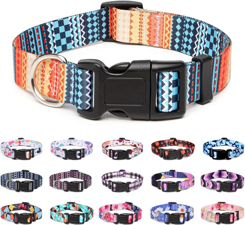 Vista 10 de Collar ajustable para perro con patrones, ultra cómodo, de nailon suave, transpirable, para perros pequeños, medianos y grandes (S, flecha)