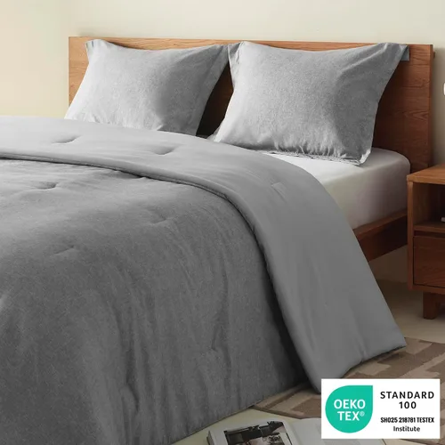 Vista 2 de Comfort Spaces Camden - Juego de edredón para todas las estaciones, tamaño individual/individual XL, 2 piezas, color gris