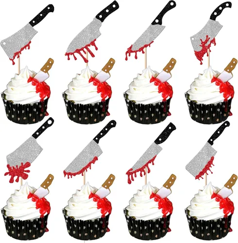 Vista 17 de Paquete de 24 adornos para cupcakes de Halloween con purpurina rosa, fantasma, pequeño abucheo, murciélago, bruja, gato, calabaza, magdalena