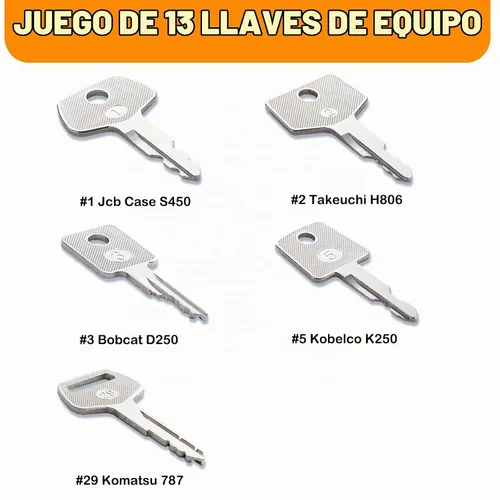 Vista 4 de Sistema maestro de las llaves del equipo pesado 13pcs, llaves de ignición de la construcción For CAT Caterpillar Komatsu Kubota John Deere New