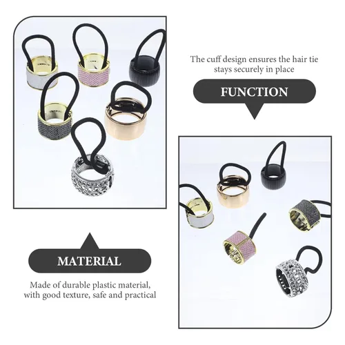 Vista 4 de KALLORY 6 piezas de cola de caballo para el cabello, con diamantes de imitación, ligas elásticas para el cabello, accesorios para el cabello