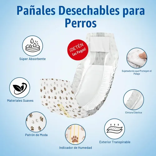 Vista 2 de Pet Soft Pañales desechables para perros machos, con indicador de humedad, ultra absorbentes, cómodos para incontinencia micción excitable, 50