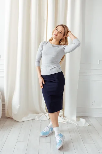 Vista 3 de ESTEEZ Falda de tubo ajustada ajustada para mujer, modesta elástica debajo de la rodilla, Chicago