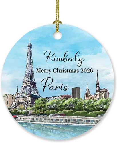Vista 13 de Adorno de Navidad personalizado de playa de Hawái 2026, adorno de Navidad de paisaje urbano de Hawaii, adornos de Hawái, regalos para amigos, mamá