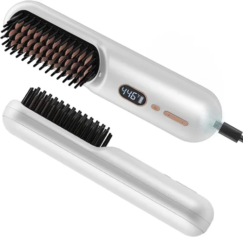 Vista 3 de MINI 2 en 1 peine recto inalámbrico para el cabello, 10000 mAh USB recargable peine caliente (negro)