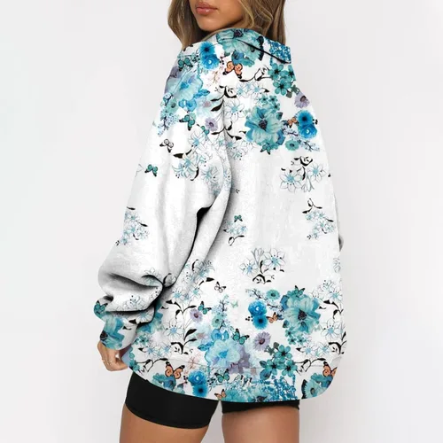 Vista 4 de Nadition Sudadera de manga larga de otoño para mujer, con cremallera de un cuarto, blusas de talla grande para mujer, sudaderas sueltas