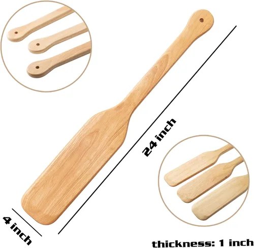 Vista 2 de Vivicreate Paleta mezcladora de madera de goma de 24 pulgadas de longitud, adecuada para restaurante y cazo